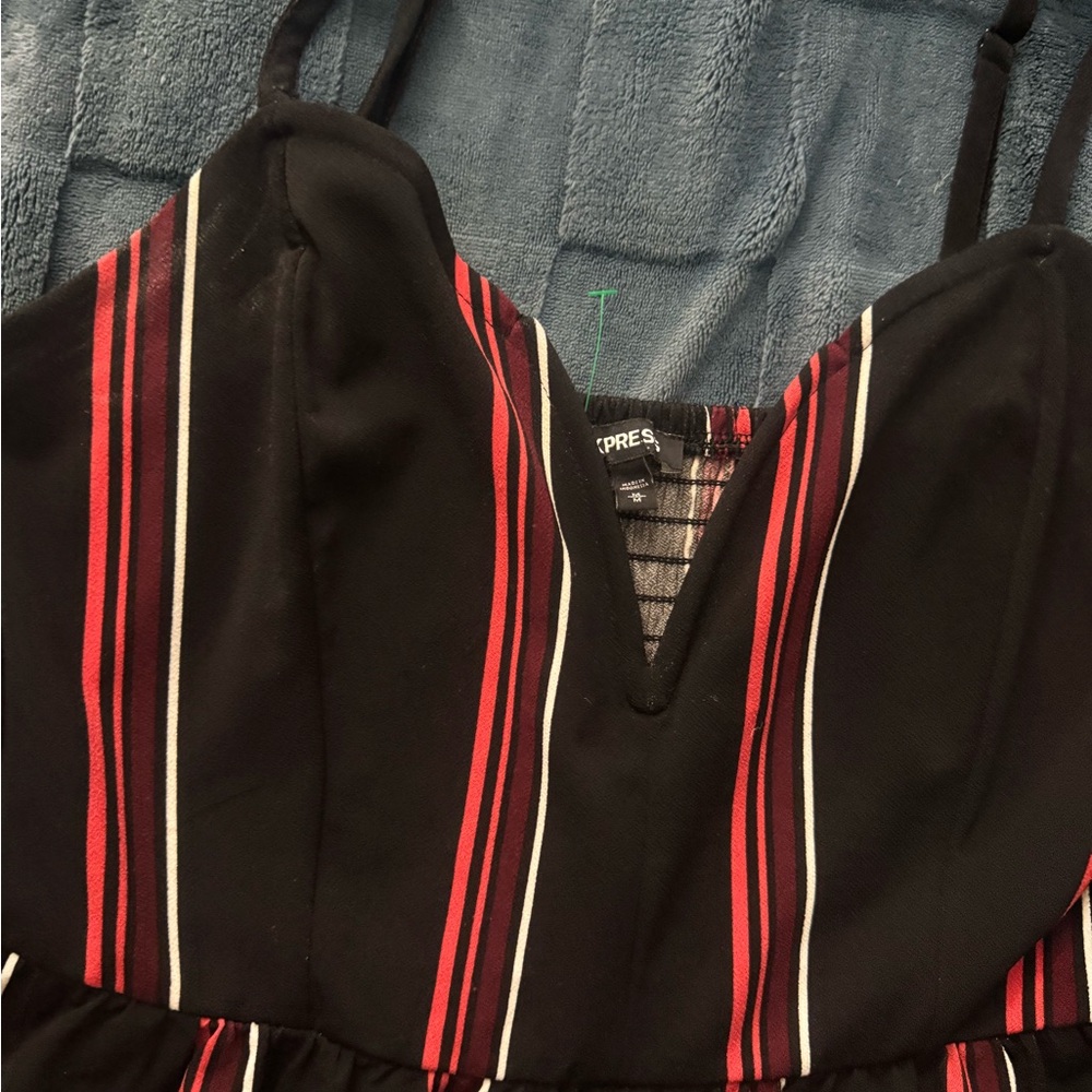 Express Black and Red Striped Wide-Leg Jumpsuit - Picture 2 of 3